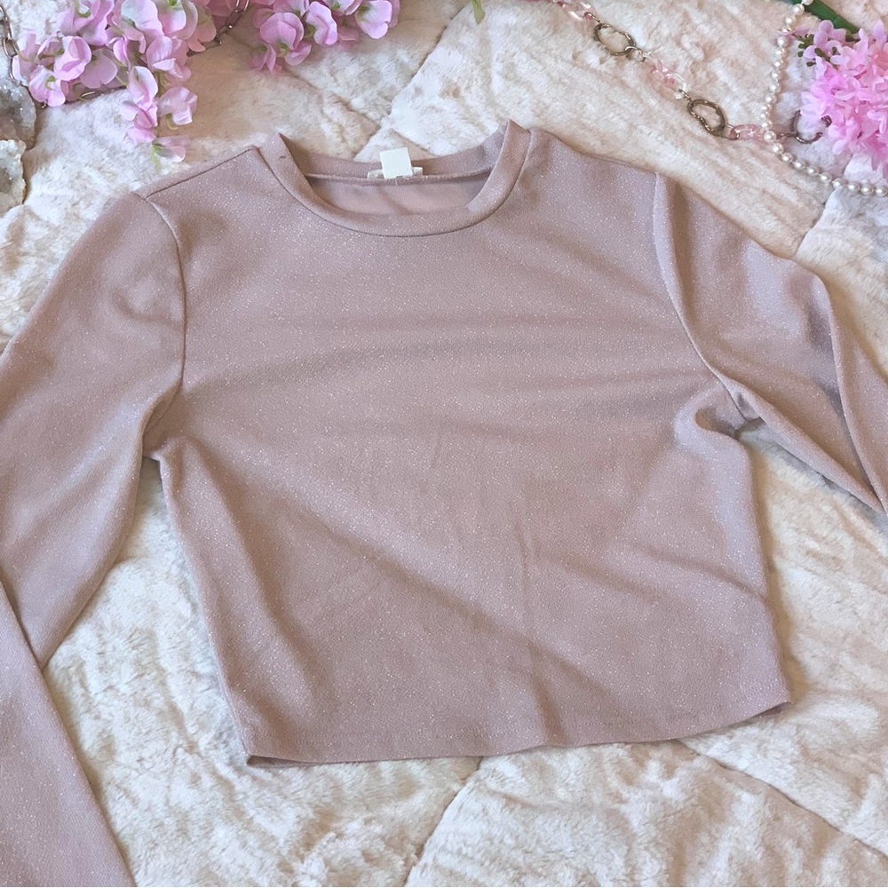 GARAGE dusty rose sparkly long sleeve shirt